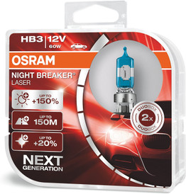 OSRAM Night Breaker Laser 9005 (HB3) 60w (Twin) +150% Headlight bulbs (9005NL-HCB)
