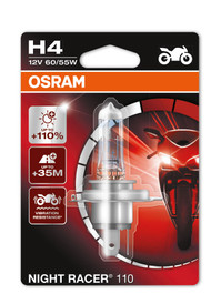 Osram H4 Night Racer Plus 12v 60/55w Motorbike bulb +110% more light (Single) (64193NR1-01B)