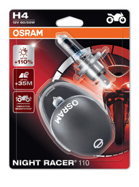  Osram H4 60/55w Night Racer Plus 110% Motorbike bulbs (Twin) (64193NR1-02B)