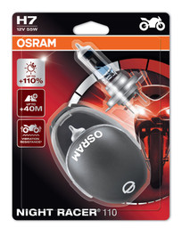 Osram H7 55w Night Racer Plus 110% Motorbike bulbs (Twin Pack) (64210NR1-012)