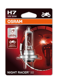 Osram H7 55w Night Racer +50% Motorbike bulb (Single) (64210NR5-01B)