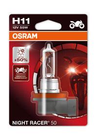 Osram H11 55w Night Racer +110% Motorbike bulb (Single) (64211NR1-01B)