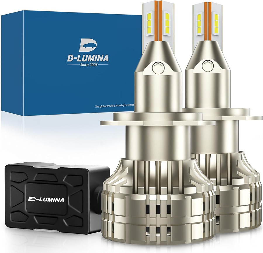 D-Lumina Ampoule H7 LED 360° 120W 20000LM 6500K Kit de Phares Super Lumineux de Remplacement pour Feux de Route et de Croisement Halogènes pour Voiture 12V, 2 pièces
