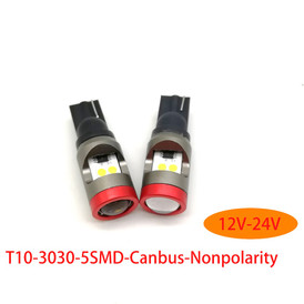 501 W5W White 12V-24V 5* 3030 Canbus LED (2 Bulbs)