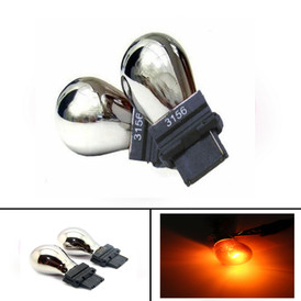  Au-Lite 3156 (PY27W) Chrome Amber 12V Car Indicator Wedge Bulbs, Pack of 2