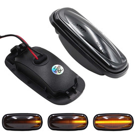 2 x Land Rover Dynamic LED Side Amber Indicator Lamps (Smoked) - Discovery 2 Freelander 1 Defender 