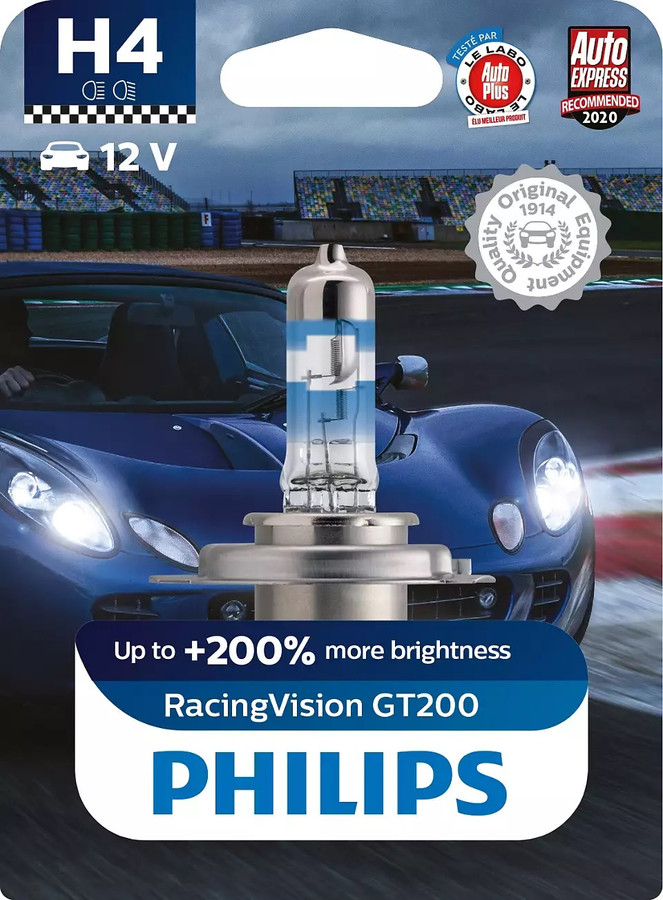 Philips RacingVision GT200 H4 65/55W +200% Car/Motorbike headlight