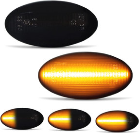 Dynamic [Sequential] LED Side Indicators For Peugeot 1007, 107, 206, 207, 307, 407, 607, Partner, Expert, Smoked Sidemarker Dynamic Yellow Bulbs, 2 Pack
