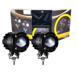 Motorbike LED Headlight Projector Lens (12V-60V) Dual Colour ATV Scooter Driving Light Auxiliary Spotlight Lamp 