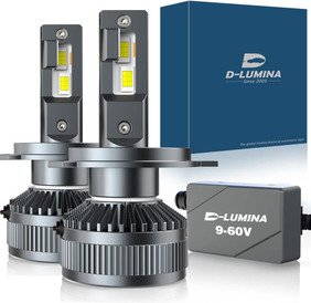 D-Lumina H4 H/L (12V-24V) LED Headlight Bulbs, 130W 26000LM 6000K Canbus LED