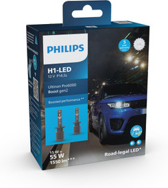 Philips Ultinon Pro6000 Boost Gen2 H1 LED Headlight Bulbs - Road Legal 