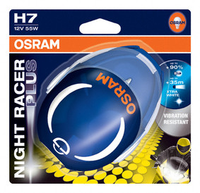 Osram H7 Night Racer Plus 12v 55w Motorbike Bulbs upto +90% More Light (Single Blister)