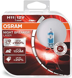 OSRAM Night Breaker Laser H11 55w (Twin) +150% Headlight bulbs (64211NL-HCB)