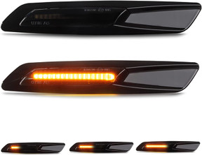 D-LUMINA Dynamic (Sequential) BMW 1/3/5/X1/X3 Series Black Fender Amber Side Indicator Lamps