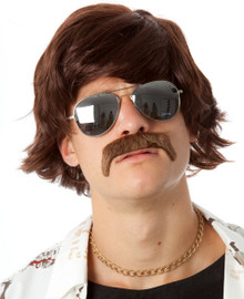 The 70's Shag Brown Costume Wig & Moustache Set