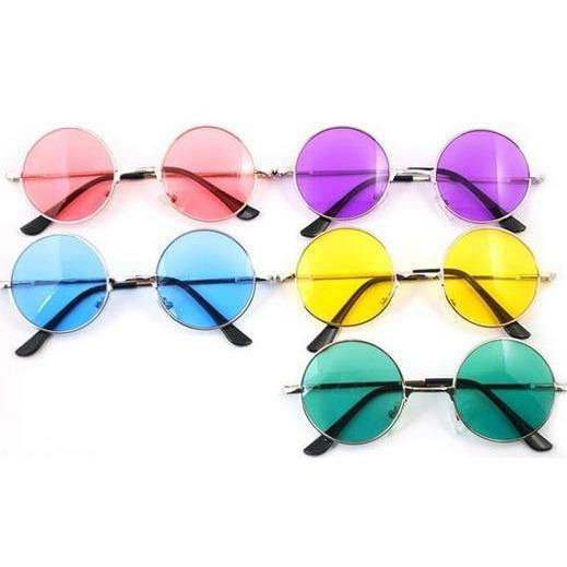 SUNGLASSES - Hippie Coloured Round Glasses - The Wig Outlet