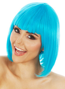 DELUXE Blue Long Bob Costume Wig