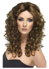 Glamour Wig, Brown, Long, Curly