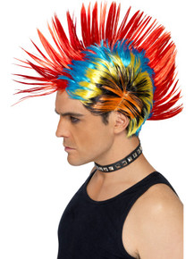 Colourful 80's Street Punk, Mohawk costume wig.
