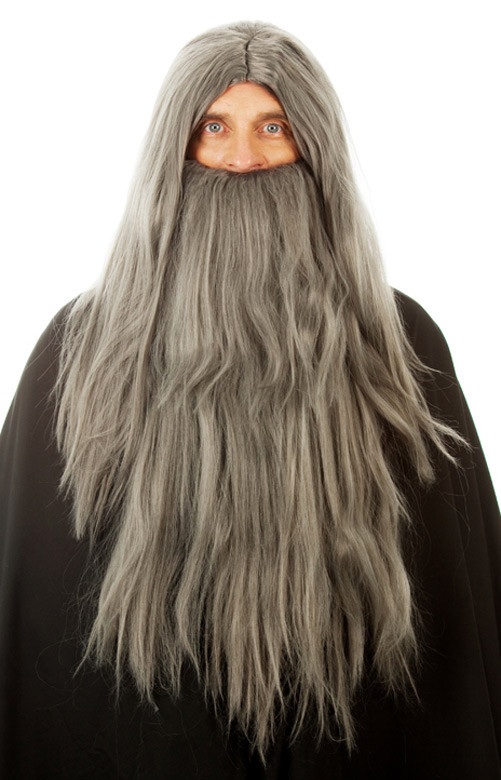 beard and long hair wig