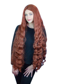 Ariel Mermaid Extra Long Auburn Wavy Costume Wig