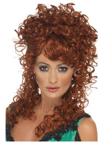 Saloon Girl Auburn Long and Curly Costume Wig