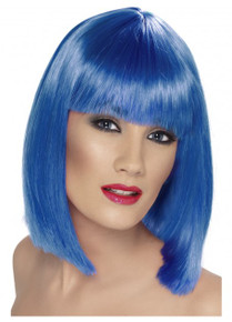 Long Blue Blunt Bob Glamour Wig