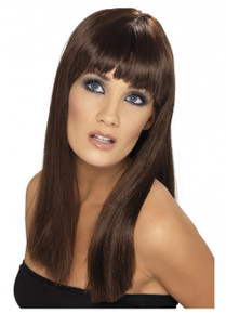 Brown Long Straight Glamourama Costume Wig