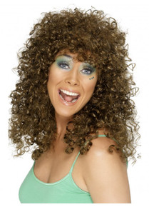 Brown 80's Boogie Babe Costume Wig