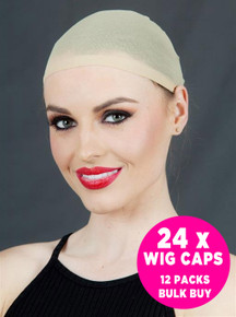 24 x Wig Stocking Caps (Nude) - 12 Packs / 2 Per Pack Hair Net