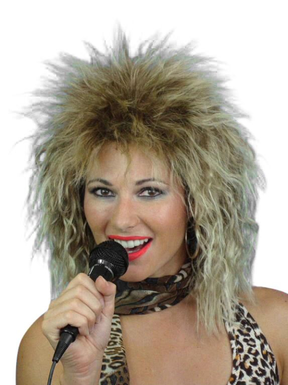 NEW Tina Turner Punk 80's Wig Medium Brown Rock Star