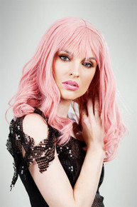 Pink Glamour Curls Womens Costume Wig - by Allaura