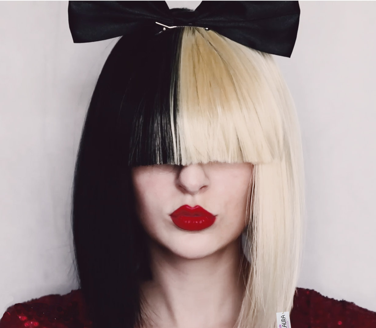 Pop Empress Wig With Black Bow Half Blonde And Black Womens Costume Wig -  By Allaura - The Wig Outlet