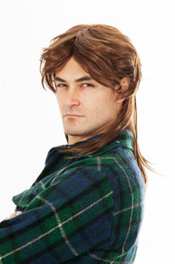 80s Mullet Wig Brown Mens Costume Wig - by Allaura