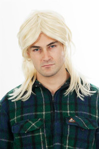 80s Mullet Wig Platinum Blonde Mens Costume Wig - by Allaura