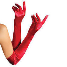 GLOVES - Elbow Length Long Red Satin Gloves