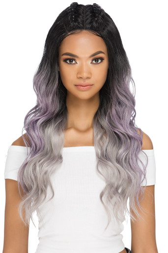 BRIANA - 25" LAYERED BODY WAVE WITH TWO BRAIDS ON TOP AND INVISIBLE OMEGA PART WIG - by Vivica Fox