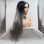 AMELIA - Lace Front Long Straight Silver Ombre Wig - by Queenie Wigs