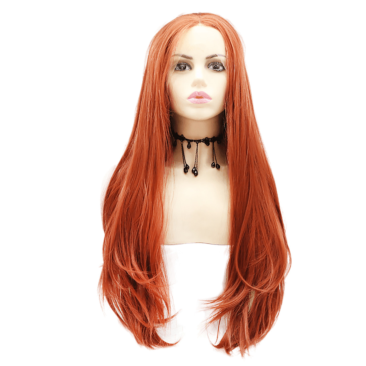 ELLA Lace Front Long Straight Copper Wig by Queenie Wigs The Wig