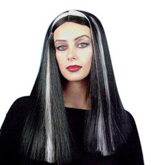 Black and Grey Streaked Witch Costume Wig 