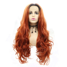 AUTUMN - Lace Front Long Curly Ombre Auburn Brown Wig - by Queenie Wigs