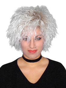 Blondie Crimped Rocker Girl White Blonde Costume Wig 