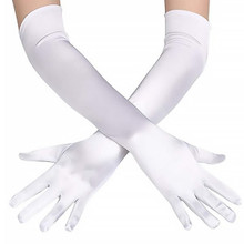 GLOVES - Elbow Length Long White Satin Gloves