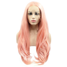 ROSE - Lace Front Long Baby Pink Wig - by Queenie Wigs