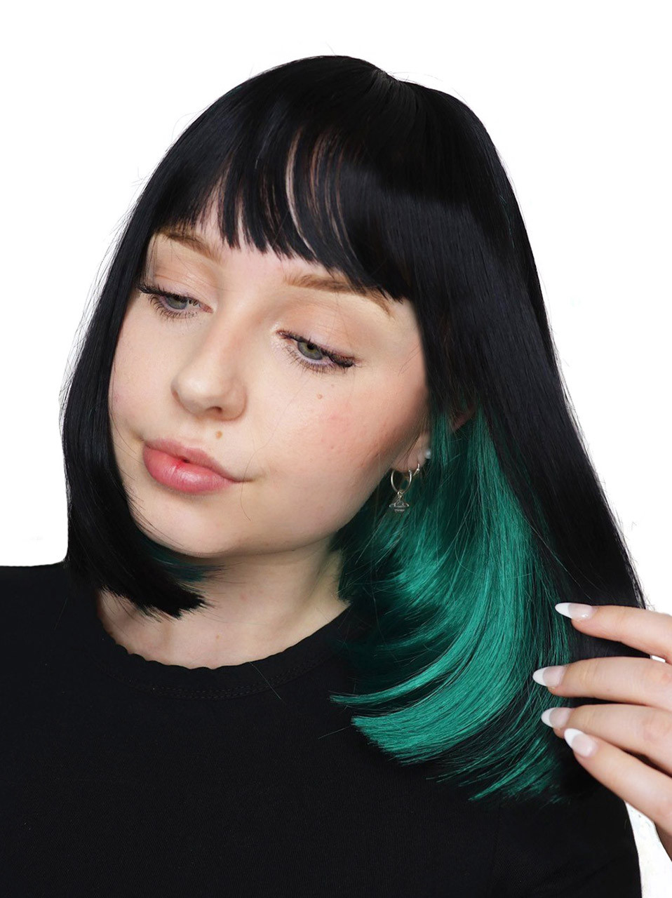 Black & Emerald Green Two Tone Heat Resistant Bob by Allaura The Wig Outlet