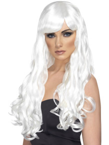 Desire Long White Wavy Costume Wig with Fringe
