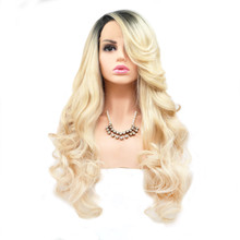 SHANIA - Lace Front Ombre Blonde Curls with Side Part by Queenie Wigs