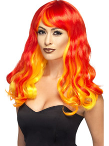 Ombre Devil Flame Wig With Fringe
