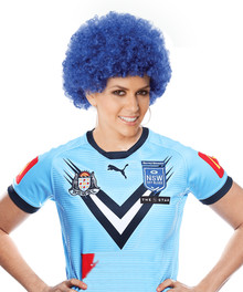 Blue NSW Afro State of Origin Costume Wig - by Allaura