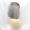 ZARA - Lace Front Heat Resistant Ombre Grey Straight Bob by Queenie Wigs